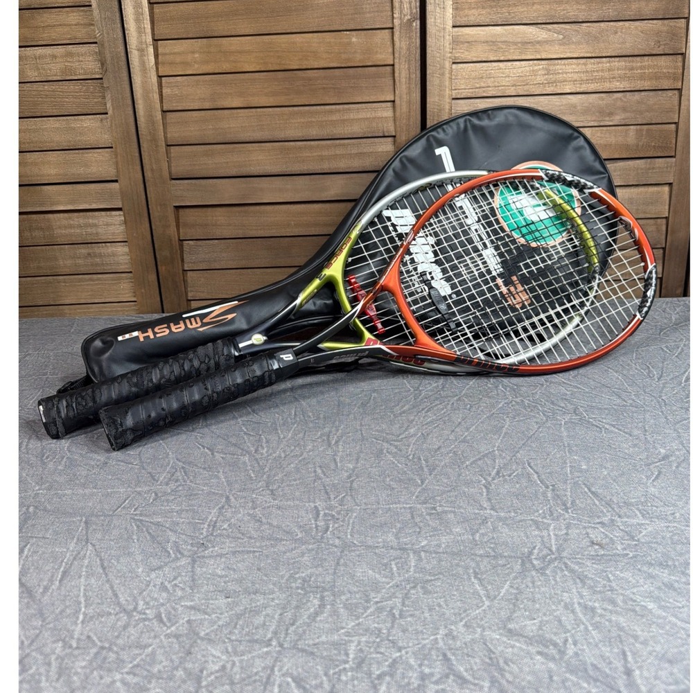 Prince Tennis Racket Set Force 3 Approach Smash Oversize Orange Green Bundle